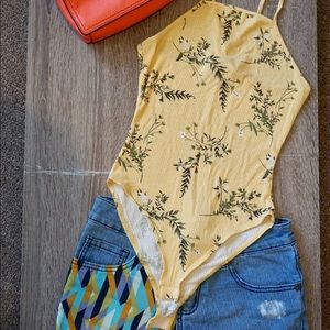 Yellow floral bodysuit